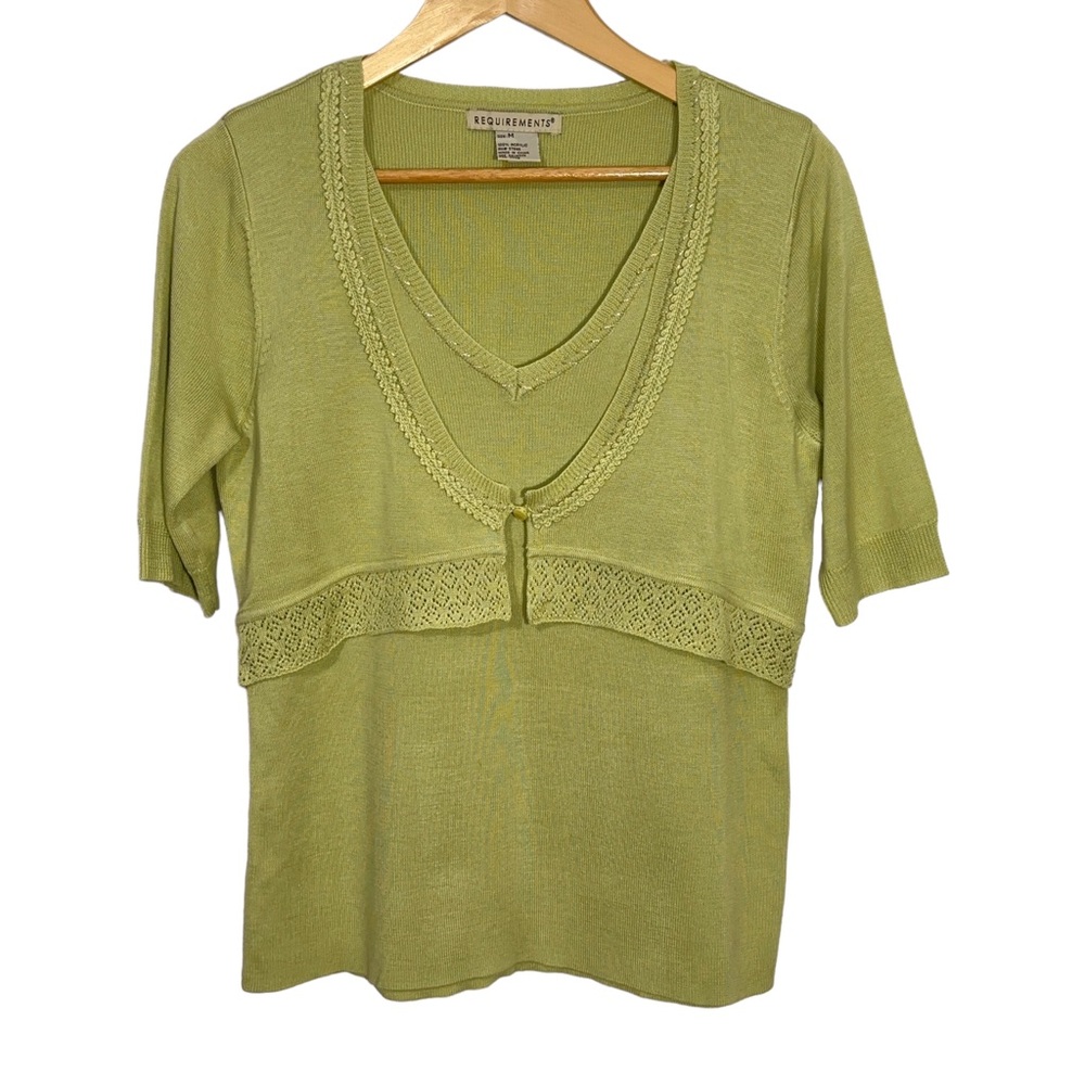 Requirements Sweater w Attached Vest Front & Metallic Embroidery